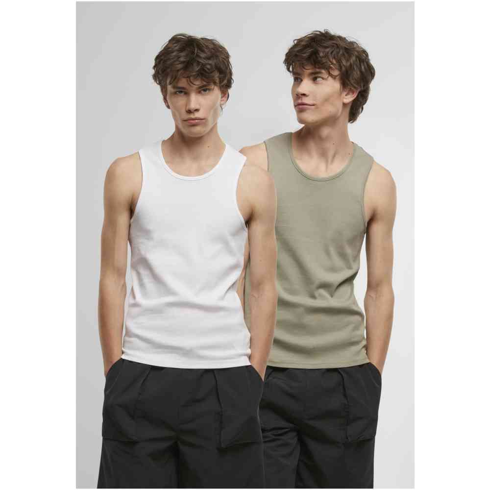 Urban Classics - Ribbed Undershirt 2Pack Tanktop - Brown/White